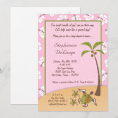 5x7 Tropische schildpad Mama TWINS Shower Invitati Kaart (Voorkant / Achterkant)