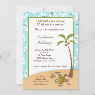 5x7 Tropische Turtle Mama Baby shower Invitation Kaart
