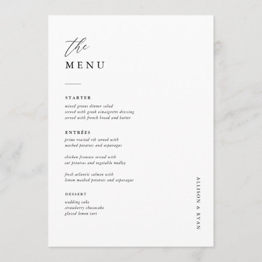  5x7" Trouwtafel Menu Kaarten Dubbelzijdig (Achterkant)