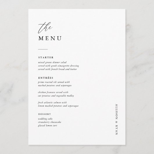  5x7" Trouwtafel Menu Kaarten Dubbelzijdig (Voorkant)