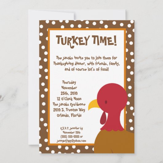 5x7 Turkey Bird Food Thanksgiving Invitation Kaart (Voorkant)