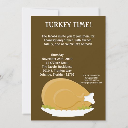 5x7 Turkije Bord Food Thanksgiving Uitnodiging (Voorkant)