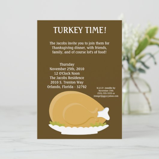 5x7 Turkije Bord Food Thanksgiving Uitnodiging (Staand voorkant)