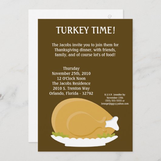 5x7 Turkije Bord Food Thanksgiving Uitnodiging (Voorkant / Achterkant)