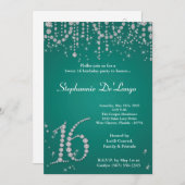 5x7 Turquoise Diamond Sweet 16 Birthday Invitation Kaart (Voorkant / Achterkant)