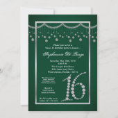 5x7 Turquoise Diamond Sweet 16 Verjaardag Uitnodig Kaart (Voorkant)