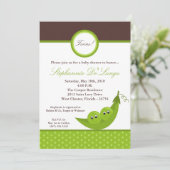 5x7 TWIN Boy Peas in Pod Baby shower Uitnodiging (Staand voorkant)