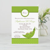 5x7 TWIN Girl Peas in Pod Baby shower Invitation Kaart (Staand voorkant)