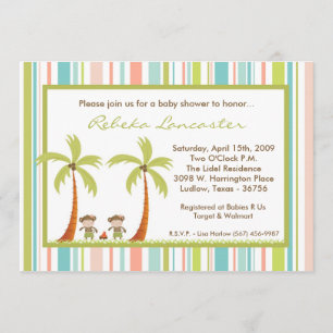 5x7 Twin Luau Hawaii Monkey Baby shower Uitnodigin Kaart