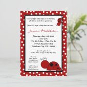 5x7 TWIN TWINS Red Lady Bug Baby shower Invitation Kaart (Staand voorkant)