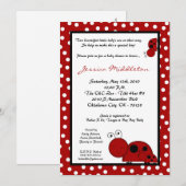 5x7 TWIN TWINS Red Lady Bug Baby shower Invitation Kaart (Voorkant / Achterkant)