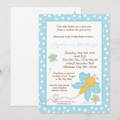 5x7 TWINS Blue Butterfly Baby shower Invitation Kaart (Voorkant / Achterkant)