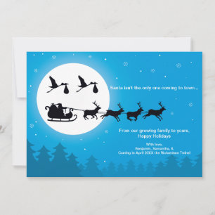 5x7 TWINS Christmas Card Pregnancy Announcements Feestdagenkaart