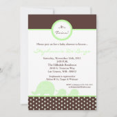 5x7 TWINS Mod Gree Elephant Baby shower Invitation Kaart (Voorkant)