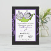 5x7 Twins Pea in a Pod PHOTO Birth Anneli Aankondiging (Staand voorkant)