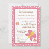 5x7 TWINS Pink Butterfly Baby shower Invitation Kaart (Voorkant)