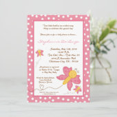 5x7 TWINS Pink Butterfly Baby shower Invitation Kaart (Staand voorkant)