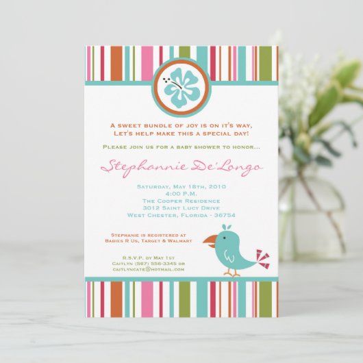 5x7 uitnodigen van Tropische Toucan Bird Baby show Kaart (Staand voorkant)