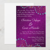 5x7 uitnodigen voor bruiloft Arabisch Paars Indiaa Kaart (Voorkant / Achterkant)