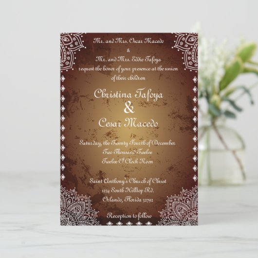 5x7 uitnodigen voor bruiloft Deep Moroccan Brown I Kaart (Staand voorkant)