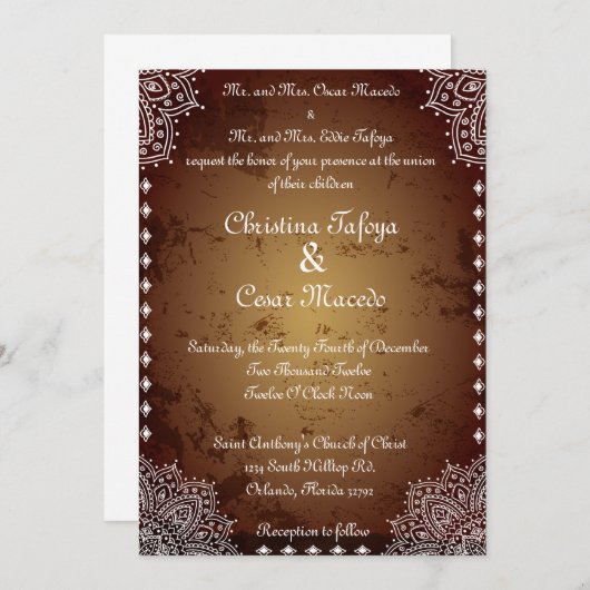 5x7 uitnodigen voor bruiloft Deep Moroccan Brown I Kaart (Voorkant / Achterkant)