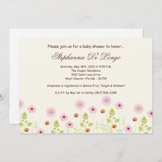 5x7 Uitnodiging Baby shower van de Tijd van de Len (Voorkant / Achterkant)