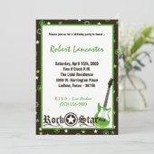 5x7 Uitnodiging - Boy Rock Star Birthday Uitnodigi (Staand voorkant)