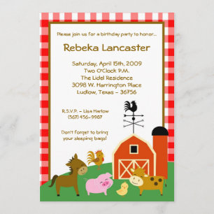 5x7 Uitnodiging - Farm Animals Birthday Uitnodigin