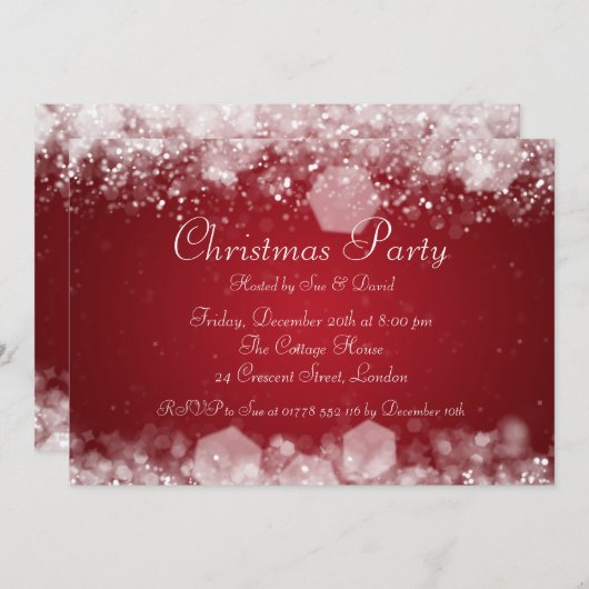 5x7 Uitnodiging legant mousserend nacht Rood (Voorkant / Achterkant)