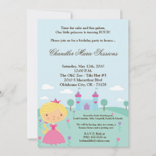5x7 Uitnodiging prinses Girl Castle Birthday Party