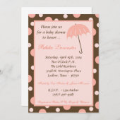 5x7 Uitnodiging - Roze Umbrella Baby shower Uitnod (Voorkant / Achterkant)