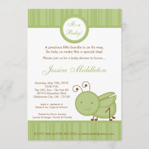 5x7 Uitnodiging tot Baby shower van sprinkhaanspri