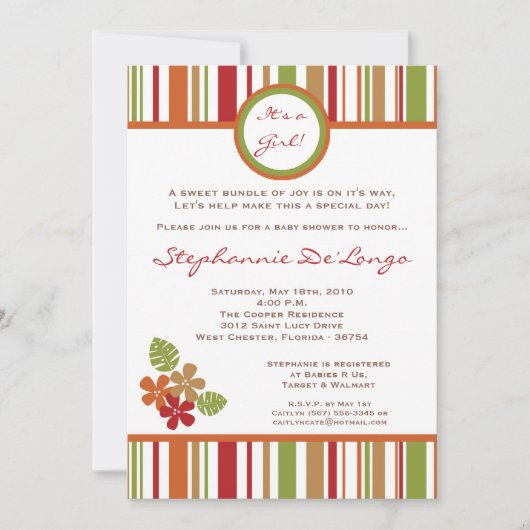 5x7 Uitnodiging tot Baby shower van Tropische Hawa (Voorkant)