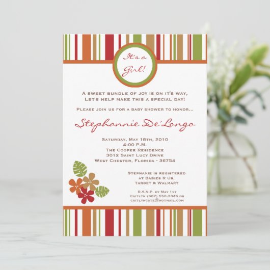 5x7 Uitnodiging tot Baby shower van Tropische Hawa (Staand voorkant)