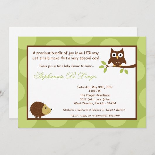 5x7 Uitnodiging tot Baby shower van Woodland Fores (Voorkant / Achterkant)