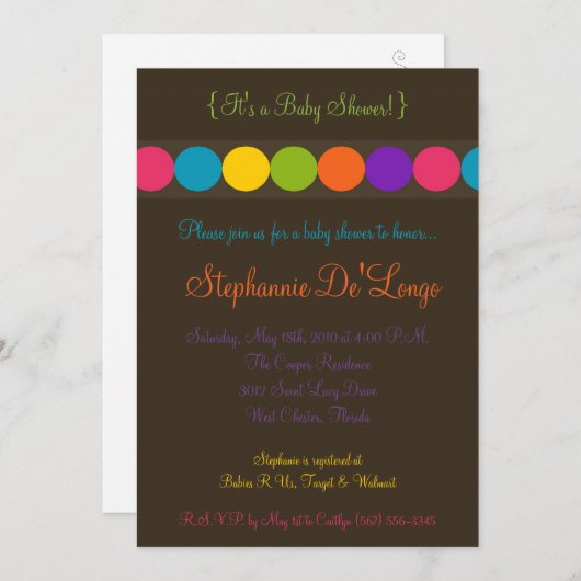 5x7 uitnodiging tot het indienen van Baby showers (Voorkant / Achterkant)