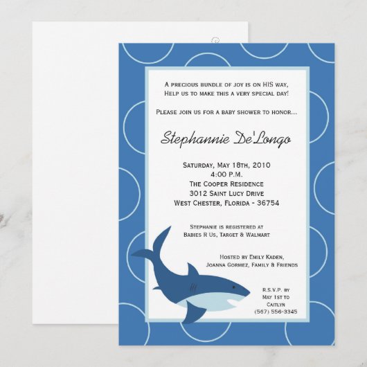 5x7 Uitnodiging tot Tropisch Hawaiian Shark Baby s (Voorkant / Achterkant)
