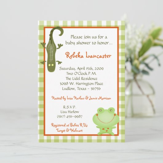 5x7 Uitnodiging - Uitnodiging om het Baby shower v (Staand voorkant)