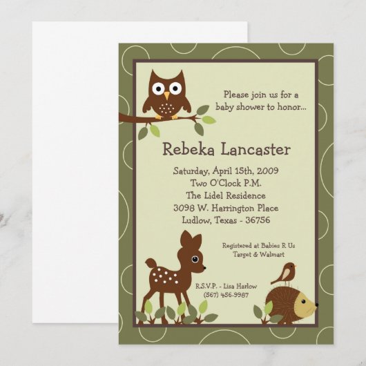 5x7 Uitnodiging - Uitnodiging voor Baby shower bij (Voorkant / Achterkant)