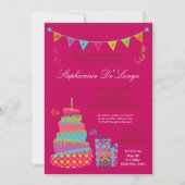 5x7 Uitnodiging van 16 Verjaardag van de Cake van (Voorkant)