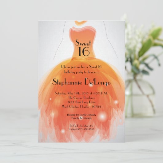 5x7 Uitnodiging van 16 Verjaardag van de oranje (Staand voorkant)