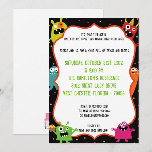 5x7 uitnodiging van de Halloween-partij op jaarbas (Voorkant / Achterkant)