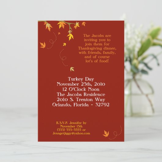 5x7 Uitnodiging van de Kern van de Thanksgiving va (Staand voorkant)