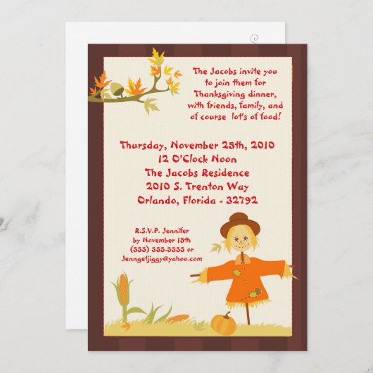 5x7 Uitnodiging van de Kern van de Thanksgiving va (Voorkant / Achterkant)
