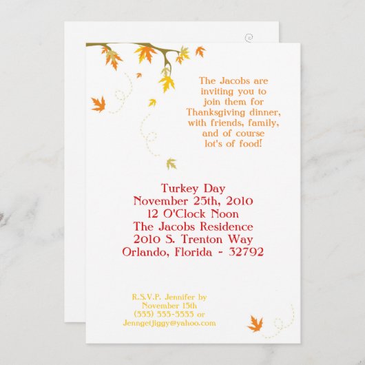 5x7 Uitnodiging van de Kern van de Thanksgiving va (Voorkant / Achterkant)