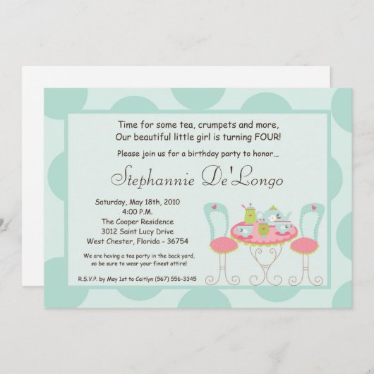 5x7 Uitnodiging van de Partij van de Polka Dot Bir (Voorkant / Achterkant)