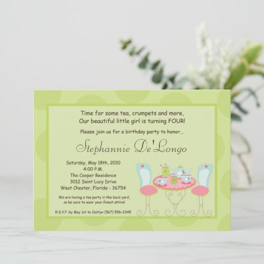 5x7 Uitnodiging van de Partij van de Polka Dot Bir (Staand voorkant)