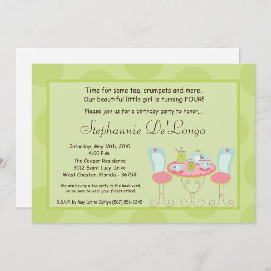 5x7 Uitnodiging van de Partij van de Polka Dot Bir (Voorkant / Achterkant)