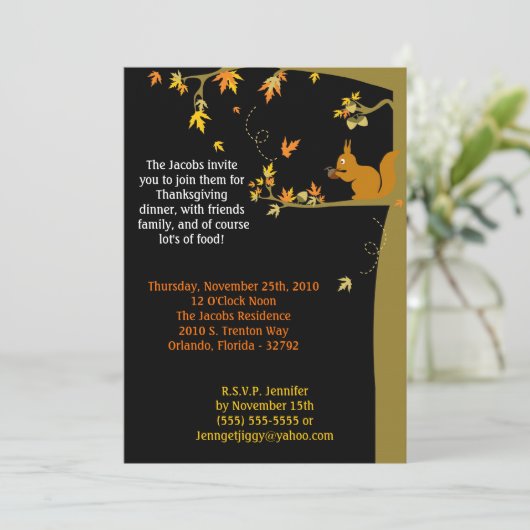 5x7 Uitnodiging van de Partij van de Thanksgiving  (Staand voorkant)