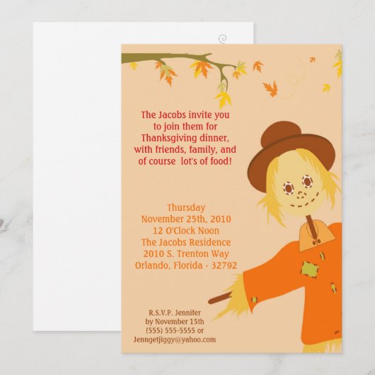 5x7 Uitnodiging van de Partij van de Thanksgiving  (Voorkant / Achterkant)